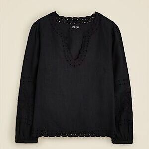 J. Crew Bungalow Embroidered Linen Top NWT